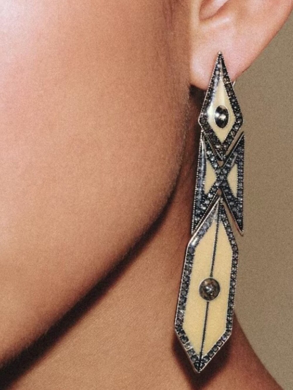 NEW! Statement Silver Geometric Ivory & Sparkling Drop Post Earrings